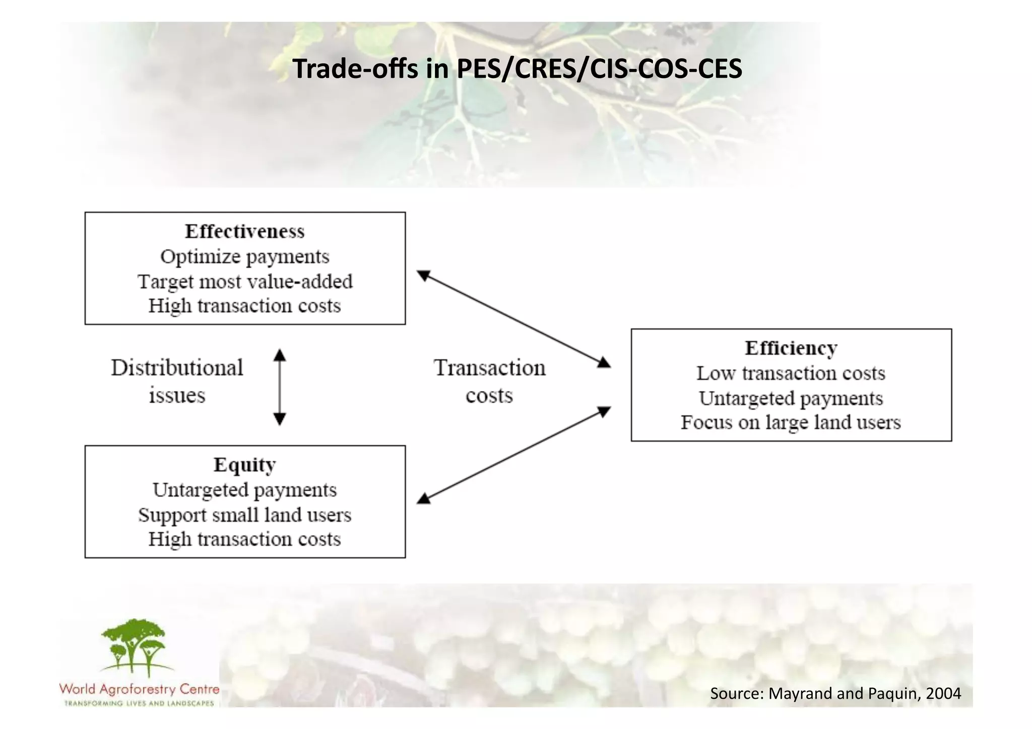 Trade-­‐oﬀs	
  in	
  PES/CRES/CIS-­‐COS-­‐CES	
  




                                            Source:	
  Mayrand	
  and	
  Paquin,	
  2004	
  
 