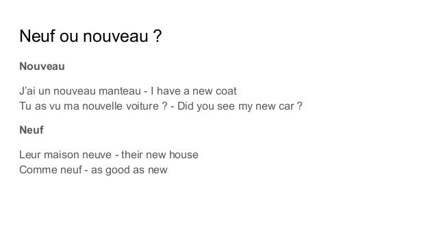 Neuf ou nouveau