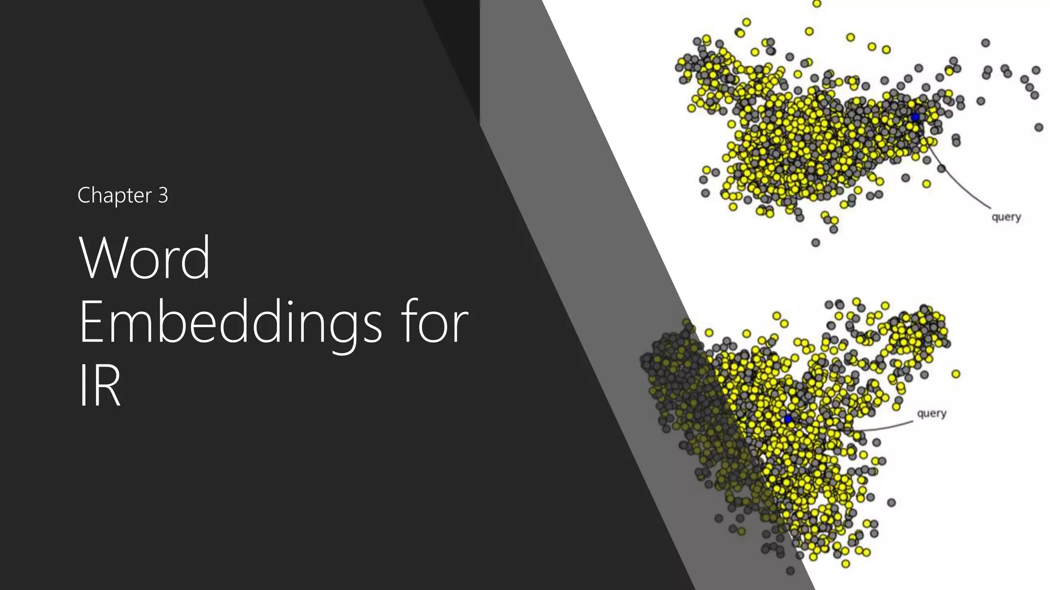 Word
Embeddings for
IR
Chapter 3
 