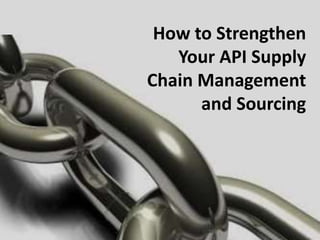 How to Strengthen
Your API Supply
Chain Management
and Sourcing
 