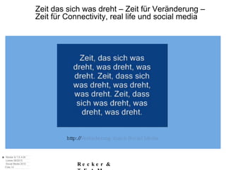 Zeit das sich was dreht – Zeit für Veränderung –  Zeit für Connectivity, real life und social media http:// Veränderung durch Social Media 