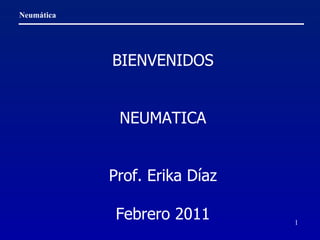 BIENVENIDOS NEUMATICA Prof. Erika Díaz Febrero 2011 