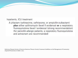 Infectious Diseases Society of America/American Thoracic Society Consensus Guidelines on the Management of Community-
Acquired Pneumonia in Adults 2007.
 