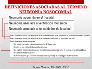 DEFINICIONES ASOCIADAS AL TÉRMINO
NEUMONÍA NOSOCOMIAL
Science Medicine. 2014;11(52):3081-5
 