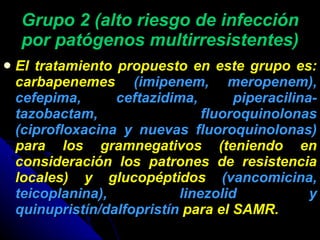 Grupo 2 (alto riesgo de infección por patógenos multirresistentes) ,[object Object]