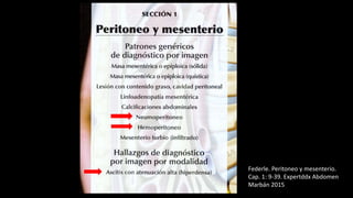 Federle. Peritoneo y mesenterio.
Cap. 1: 9-39. Expertddx Abdomen
Marbán 2015
 