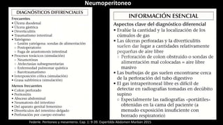 Neumoperitoneo
Federle. Peritoneo y mesenterio. Cap. 1: 9-39. Expertddx Abdomen Marbán 2015
 