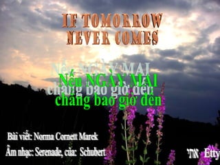 Etty Bài viết: Norma Cornett Marek  Âm nhạc: Serenade, của:  Schubert אתי Nếu NGÀY MAI  chẳng bao giờ đến 