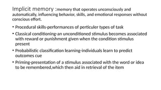 Neural Basis of Cognition and Memory: Brain Functions and Disorders | PPTX