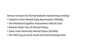 Slums Clock Test Neural Basis of Cognition and Memory: Brain Functions and Disorders | PPTX