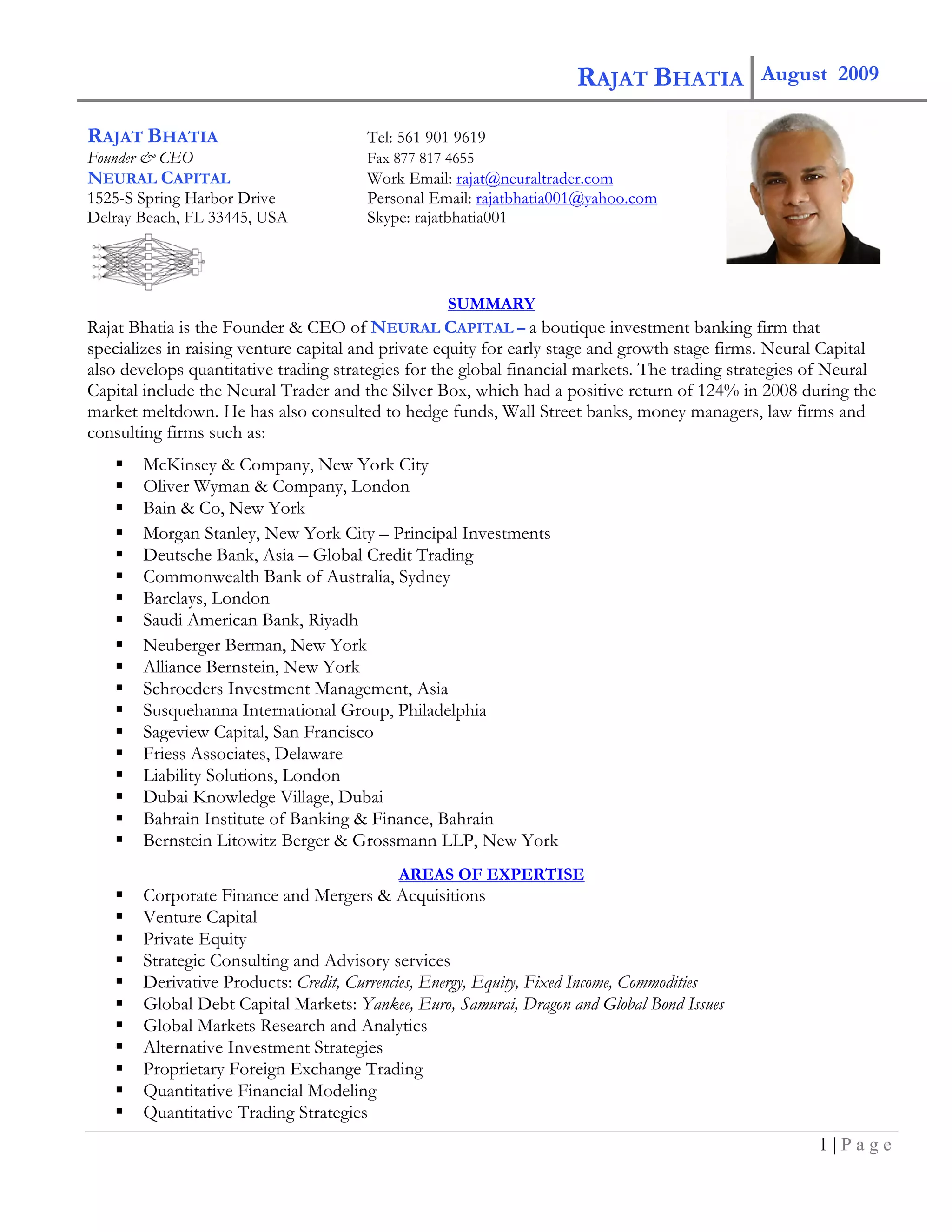 Neural Capital Information Package April2009 | PDF