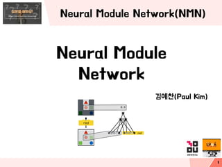Neural Module Network(NMN)
Neural Module
Network
김예찬(Paul Kim)
1
 