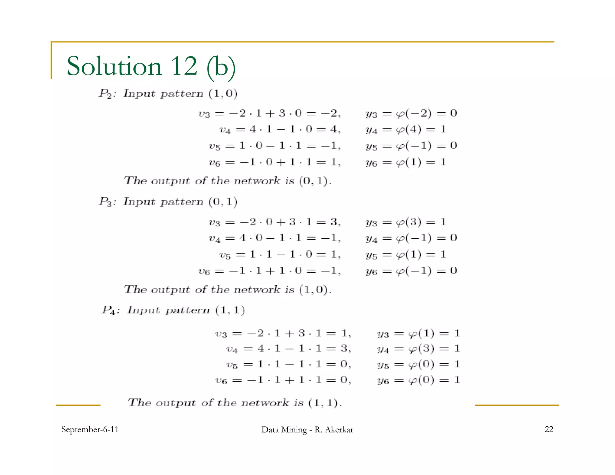 Solution 12 (b)




September-6-11     Data Mining - R. Akerkar   22
 