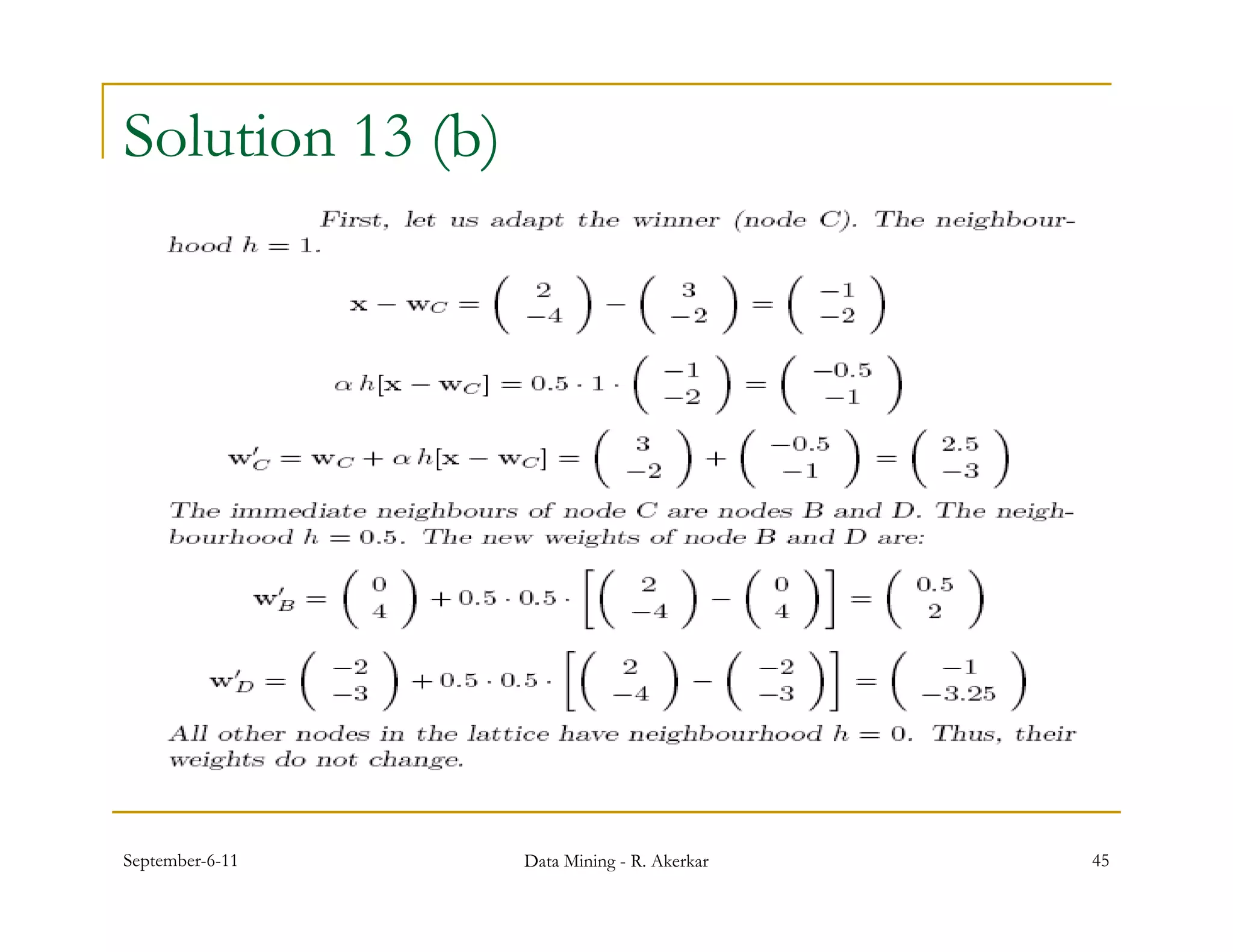 Solution 13 (b)




September-6-11    Data Mining - R. Akerkar   45
 