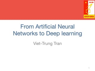 From Artiﬁcial Neural
Networks to Deep learning
Viet-Trung Tran

1	
  
 