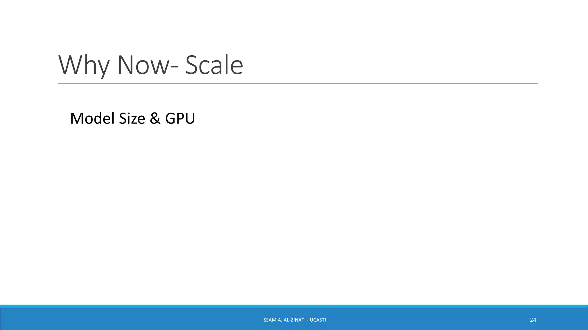 Why Now- Scale
ISSAM A. AL-ZINATI - UCASTI 24
Model Size & GPU
 