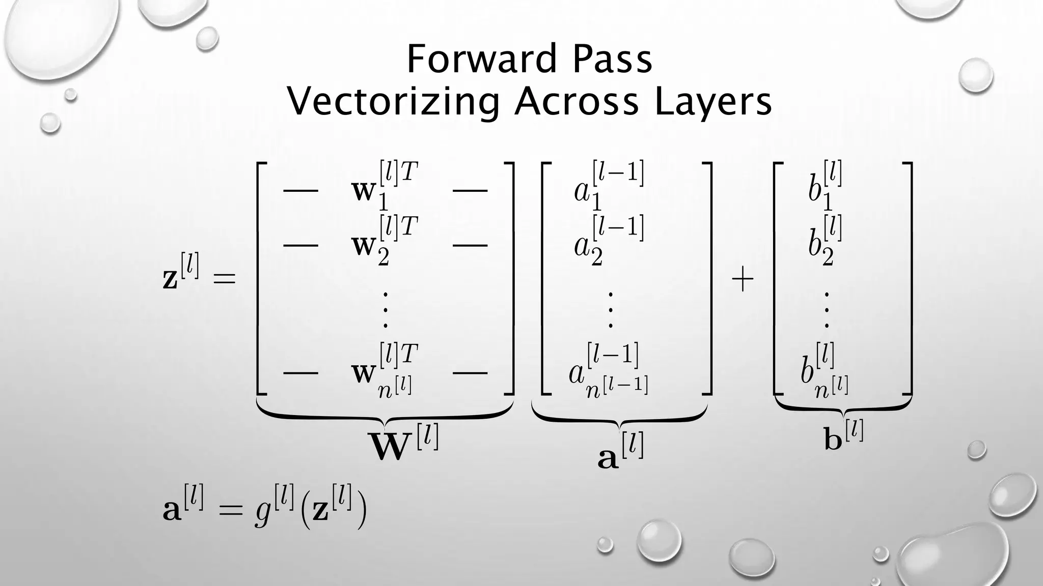 Forward Pass
Vectorizing Across Layers
 