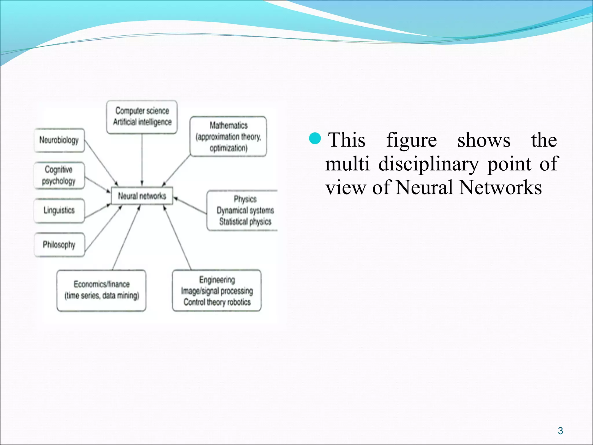 This figure shows the
 multi disciplinary point of
 view of Neural Networks




                               3
 
