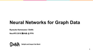 Neural Networks for Graph Data
Ryosuke Kamesawa / DeNA
NeurIPS 2018 読み会 @ PFN
1
 