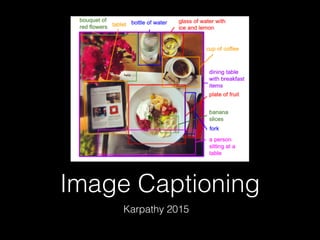 Image Captioning
Karpathy 2015
 