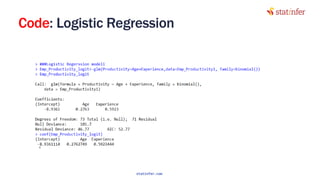 Code: Logistic Regression
17
statinfer.com
 