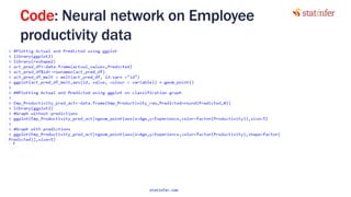 Code: Neural network on Employee
productivity data
98
statinfer.com
 