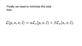 Finally we need to minimize this total
loss..