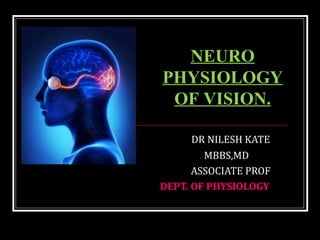 DR NILESH KATE
MBBS,MD
ASSOCIATE PROF
DEPT. OF PHYSIOLOGY
NEURO
PHYSIOLOGY
OF VISION.
 