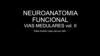 NEUROANATOMIA
FUNCIONAL
VIAS MEDULARES vol. II
Pablo Andrés López Bernal, MD.

 