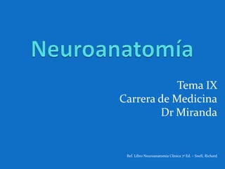 Tema IX
Carrera de Medicina
Dr Miranda
Ref. Libro Neuroanatomia Clínica 7ª Ed. – Snell, Richard
 