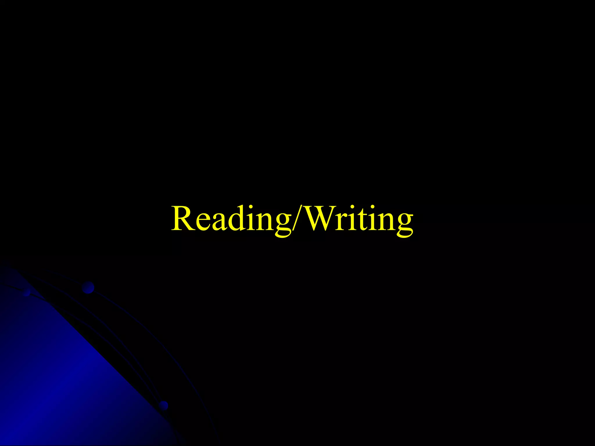 Reading/Writing
 