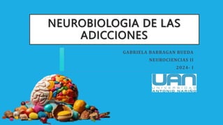 GABRIELA BARRAGAN RUEDA
NEUROCIENCIAS II
2024- I
NEUROBIOLOGIA DE LAS
ADICCIONES
 