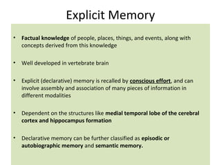 Neurobiology of memory | PPT