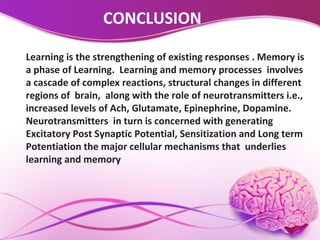 Neuro chemistry of Learning and memory | PPT