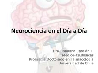Neurociencia en el Día a Día


                  Dra. Johanna Catalán F.
                        Médico-Cs.Básicas
      Programa Doctorado en Farmacología
                     Universidad de Chile
 