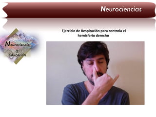 Neurociencias

Neurociencia
y
Educación

Ejercicio de Respiración para controla el
hemisferio derecho

 