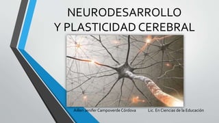 NEURODESARROLLO
Y PLASTICIDAD CEREBRAL
Aillen Jenifer Campoverde Córdova Lic. En Ciencias de la Educación
 