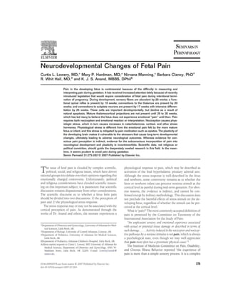 Neurodevelopmental changes of fetal pain