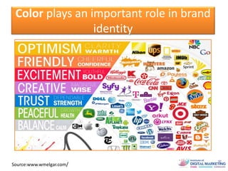Color plays an important role in brand
identity
Source:www.wmelgar.com/
 