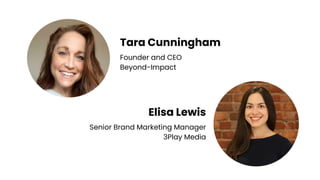 Tara Cunningham
Founder and CEO
Beyond-Impact
Elisa Lewis
Senior Brand Marketing Manager
3Play Media
 