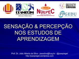 SENSAÇÃO & PERCEPÇÃOSENSAÇÃO & PERCEPÇÃO
NOS ESTUDOS DENOS ESTUDOS DE
APRENDIZAGEMAPRENDIZAGEM
Prof. Dr. João Alberto da Silva - joaosilva@furg.br - @joaopiaget
http://joaopiaget.wordpress.com
 
