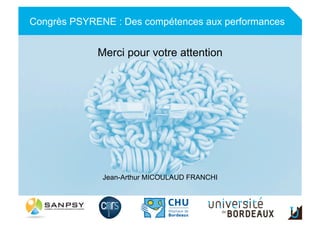 Congrès PSYRENE : Des compétences aux performances
Merci pour votre attention
Jean-Arthur MICOULAUD FRANCHI
 