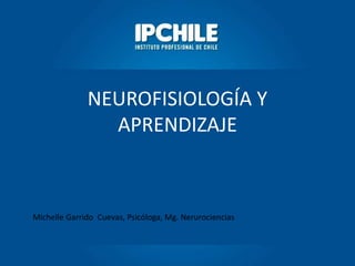 NEUROFISIOLOGÍA Y
APRENDIZAJE
Michelle Garrido Cuevas, Psicóloga, Mg. Nerurociencias
 