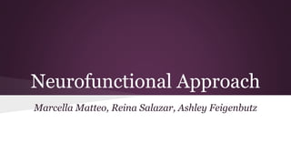 Neurofunctional Approach
Marcella Matteo, Reina Salazar, Ashley Feigenbutz
 