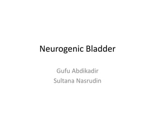 Neurogenic Bladder
Gufu Abdikadir
Sultana Nasrudin
 