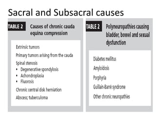 Sacral and Subsacral causes
 