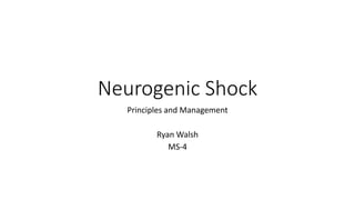 Neurogenic Shock
Principles and Management
Ryan Walsh
MS-4
 