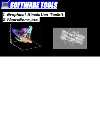 💻SOFTWARE TOOLS
1.Graphical Simulation Toolkit,
2.NeuroGems,etc.
 