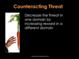Counteracting Threat
Decrease the threat in
one domain by
increasing reward in a
different domain
http://concentricleadership.com
 