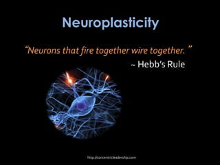 Neuroplasticity
“Neurons that fire together wire together.”
~ Hebb’s Rule
http://concentricleadership.com
 